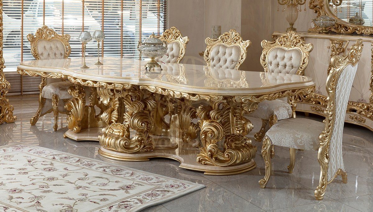 Royal Pargali Hand Carved Teak Dining Table Set, Saharanpur, view 6