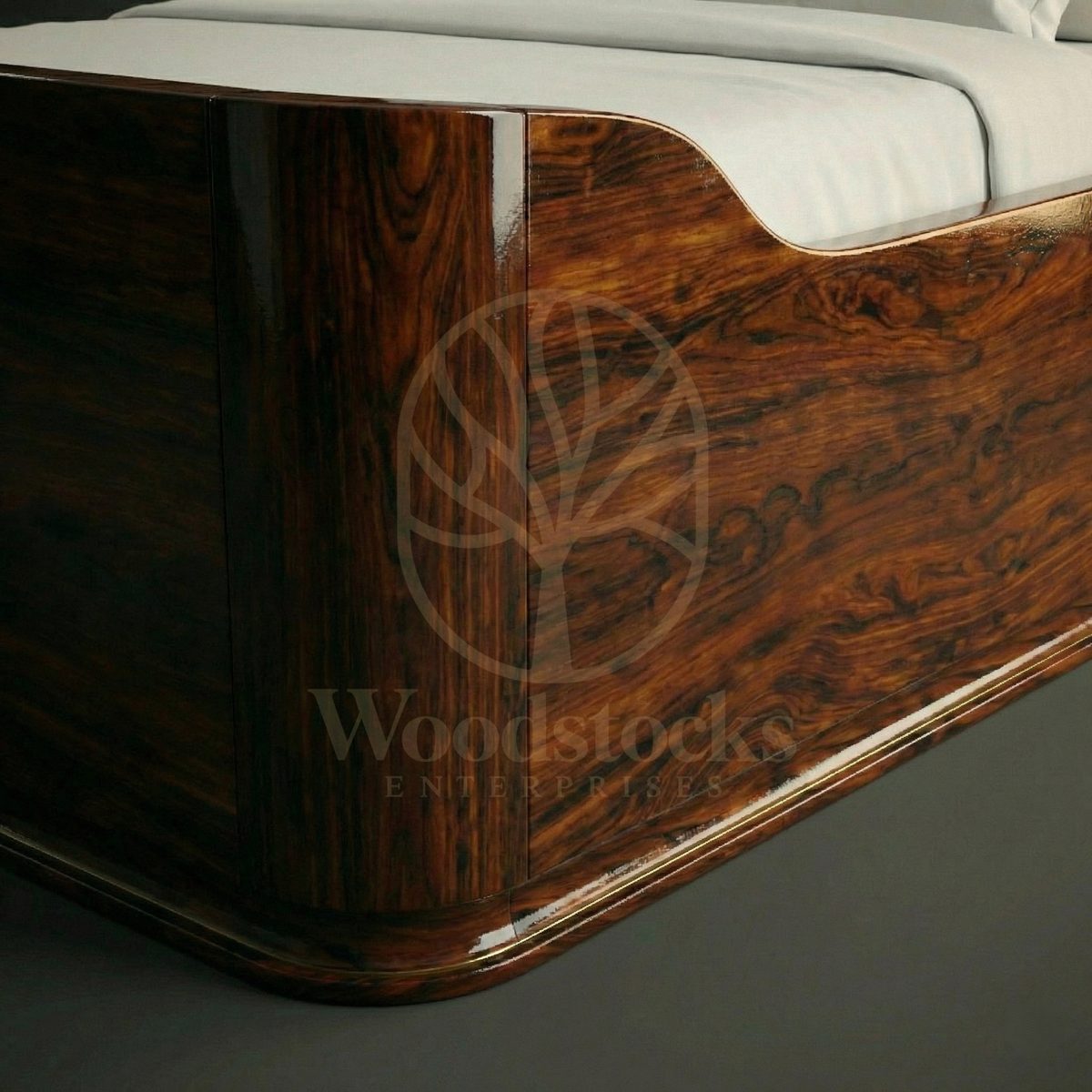 Luxury Teak Miami Streamline Moderne Leather Bed, Saharanpur, view 6