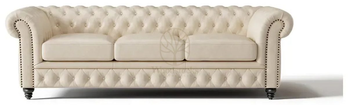 Royal Edmon White Chesterfield Hand Carved Teak Sofa Set, Saharanpur, view 5