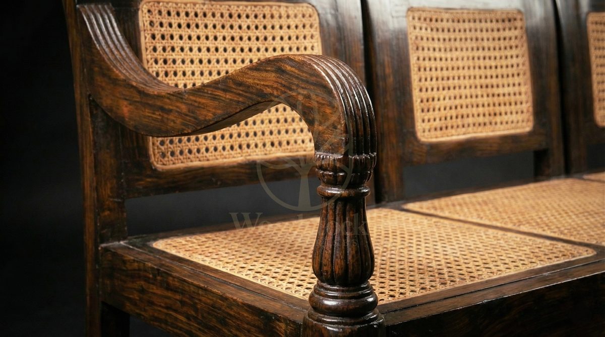 Luxury Teak Duncan Colonial Hall Bench, Saharanpur, view 3