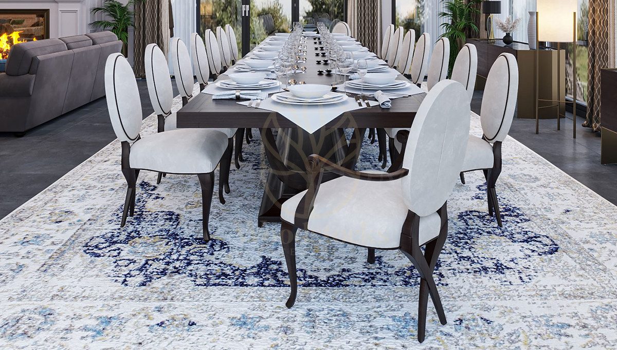 Luxury Preston Handcrafted Teak Dining Table Set, Saharanpur, view 3