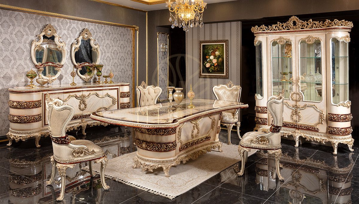 Royal Labros Hand Carved Teak Dining Table Set, Saharanpur, Dining Table