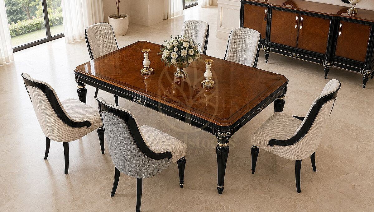 Royal Varenza Hand Carved Teak Dining Table Set, Saharanpur, view 5