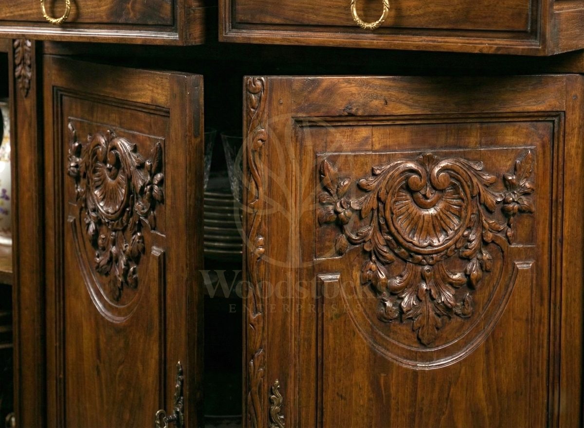 Royal Hand Carved Teak Versailles Laurel-Shell Banquet Sideboard, Saharanpur, view 5