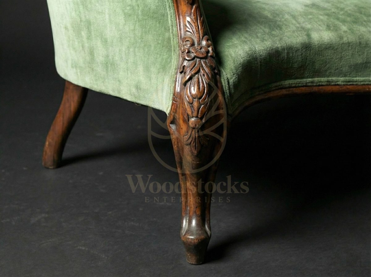 Royal Hand Carved Teak English High Victorian Spoonback Settee, Saharanpur, view 2