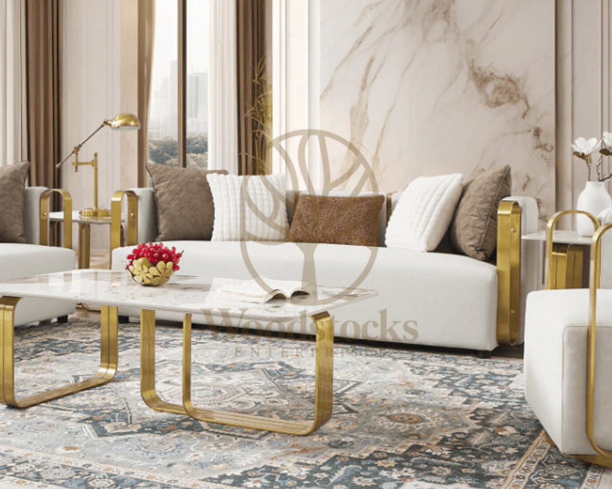 Modern Casaliving Comfortable Gold Sofa Set, alternate view