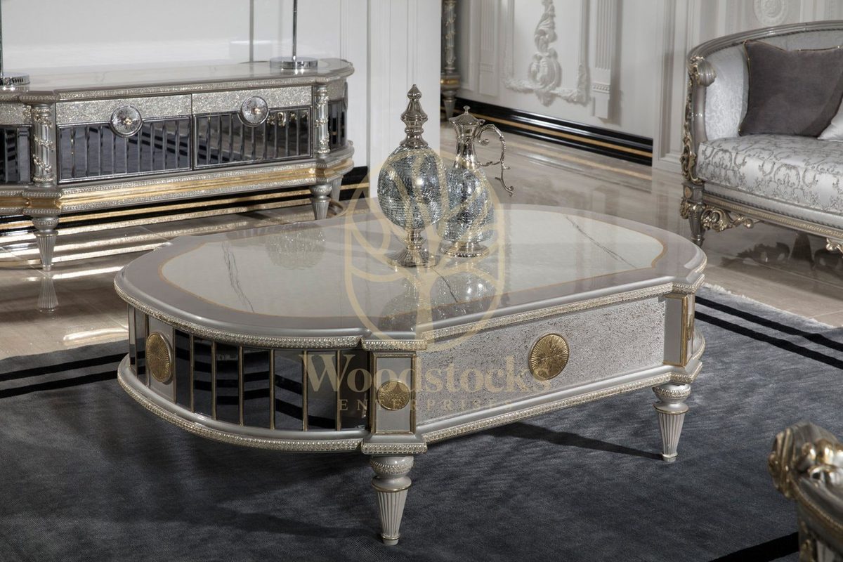 Teak Nora Silver Grey Center Table, Center Table