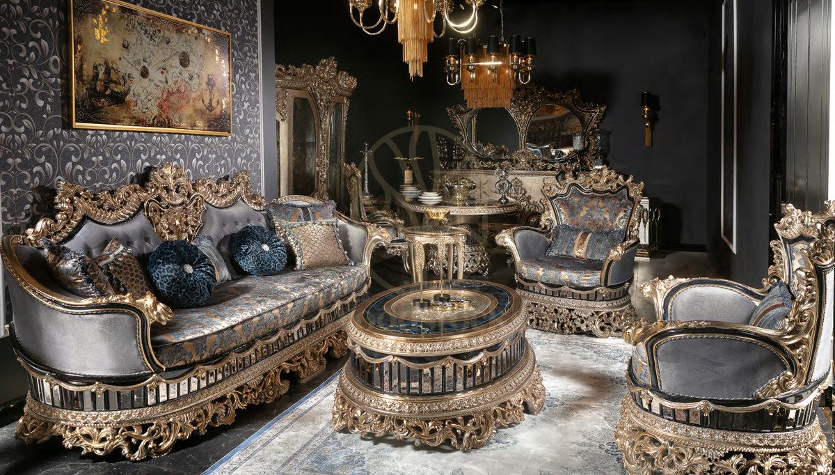 Royal Bilbao Hand Carved Teak Sofa Set II, Saharanpur, Sofa Set
