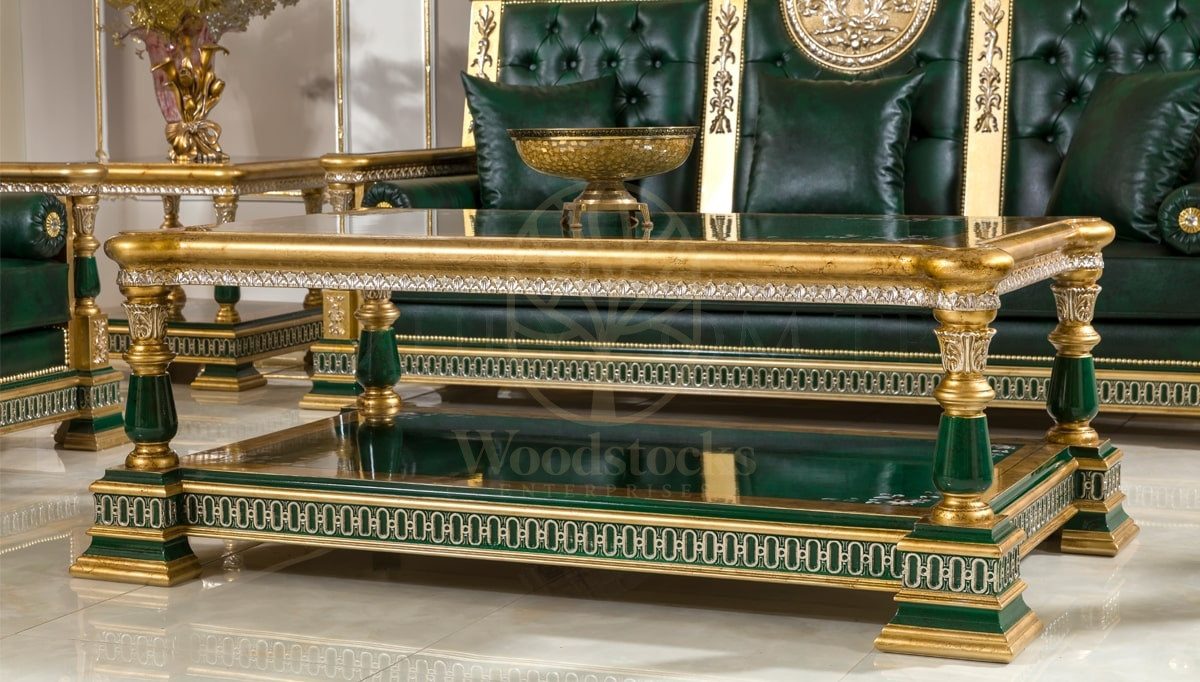 Royal Saheste Green Hand Carved Teak Sofa Set, Saharanpur, view 7