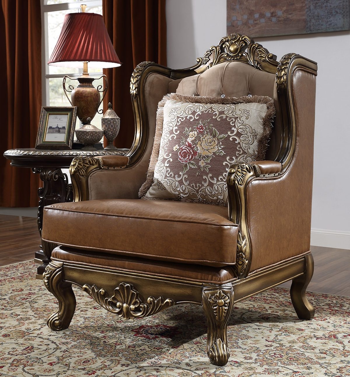 WSE High Quality Teak Wood European 3-Piece Sofa Set, Sofa Set