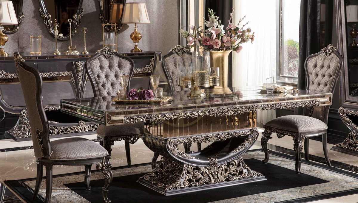 Royal Eritre Chesterfield Hand Carved Teak Dining Table Set, Saharanpur, view 2
