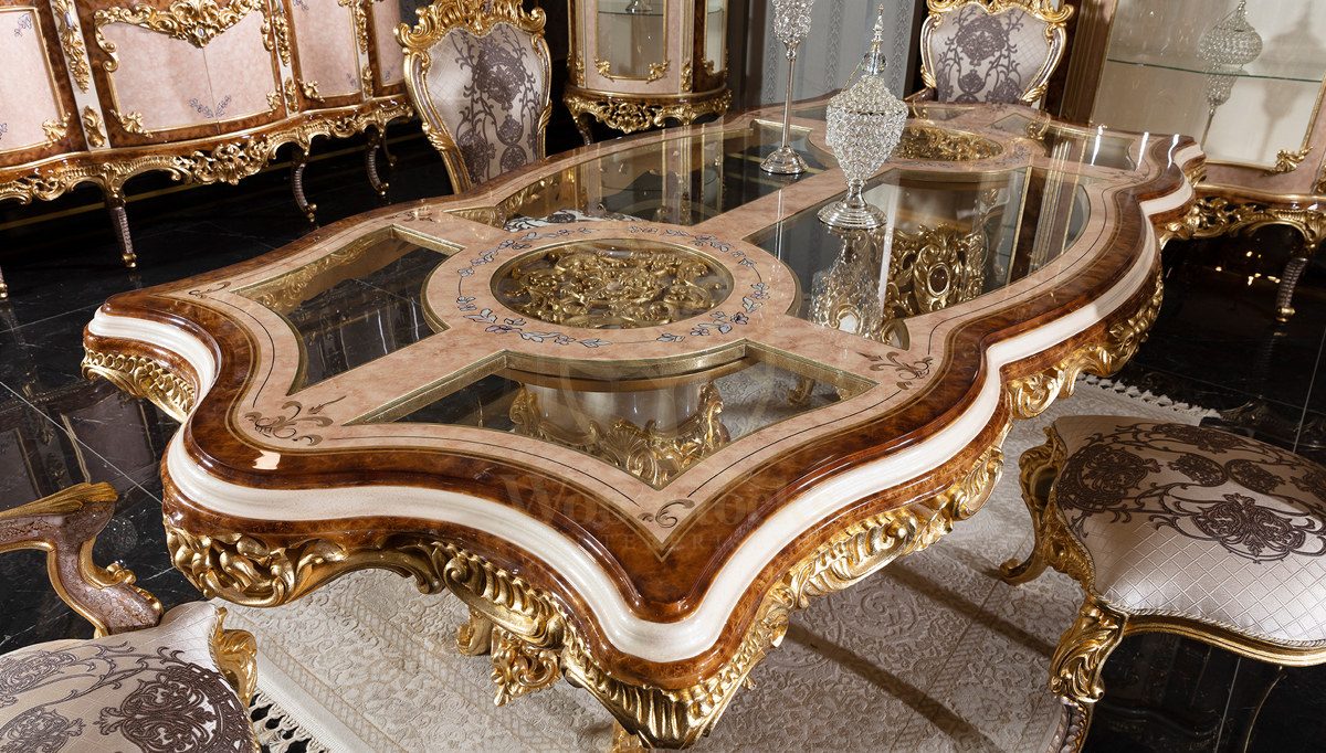 Royal Veliaht Hand Carved Teak Dining Table Set III, Saharanpur, view 6