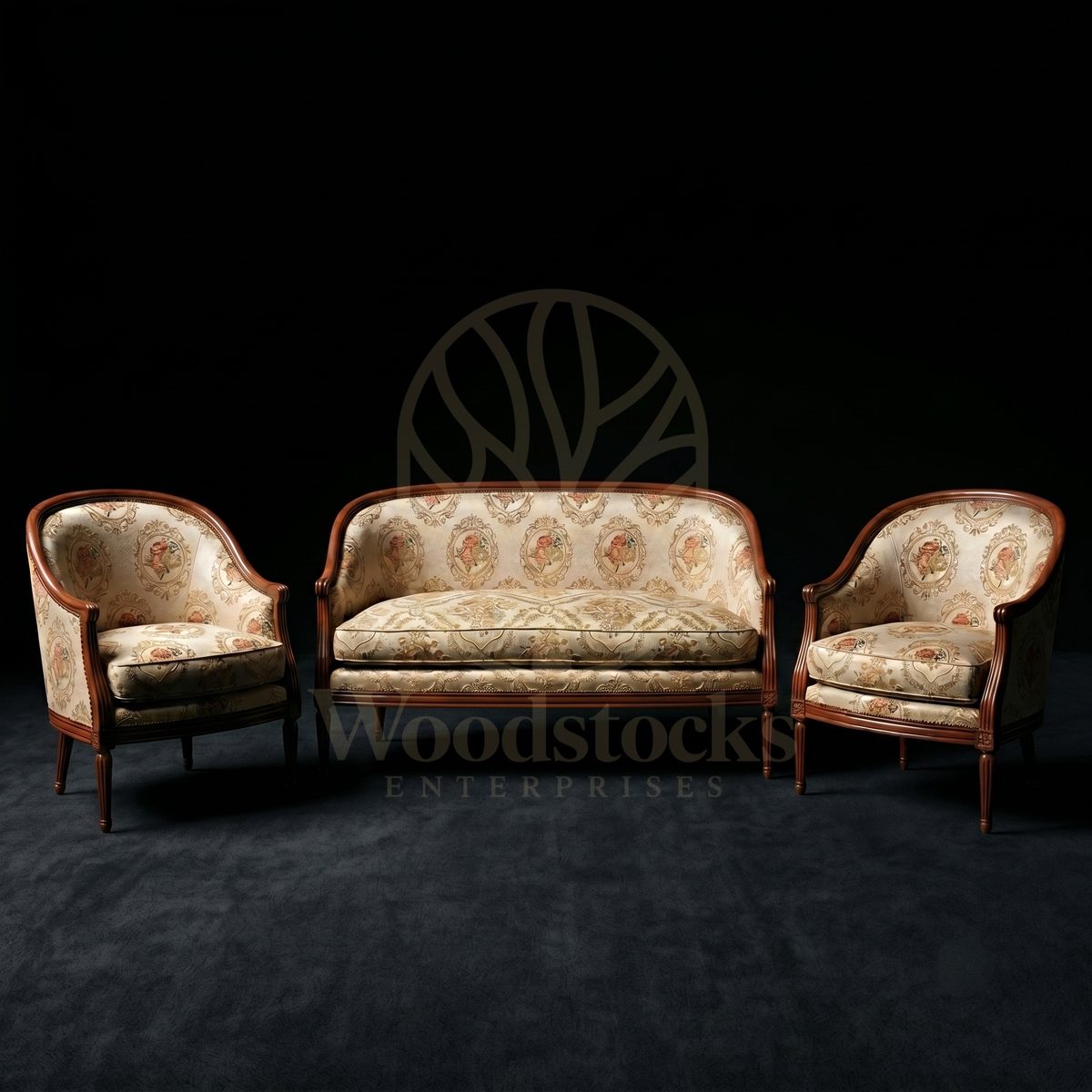 Royal Teak Marais Louis XVI Canapé & Bergère Garniture, Saharanpur, view 7