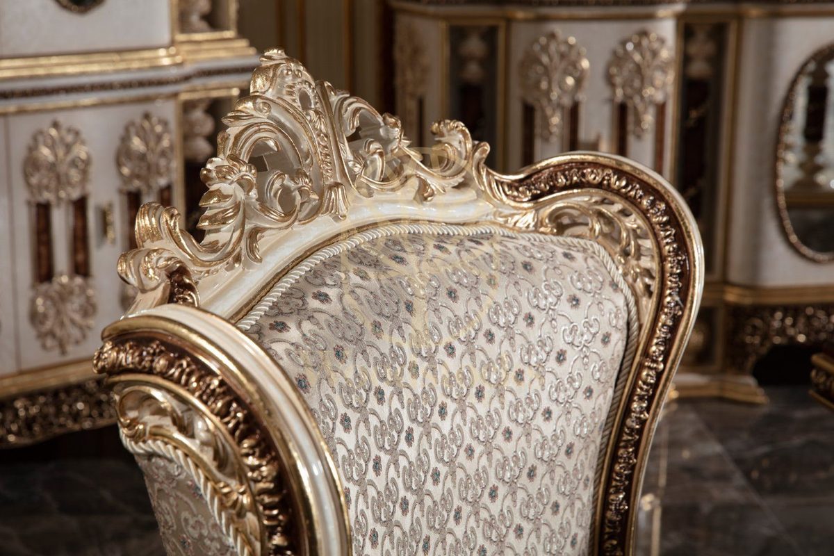 Teak Monaco Cream and Gold Dining Set, view 8