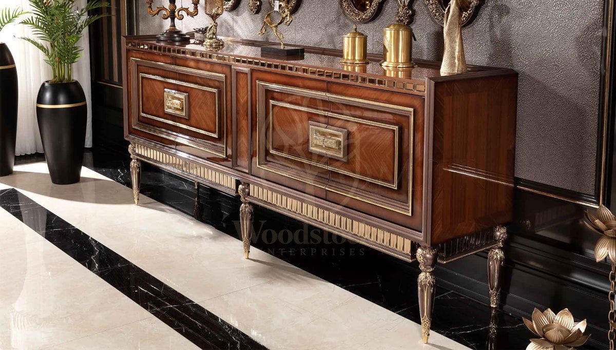 Royal Akira Walnut Hand Carved Teak Dining Table Set, Saharanpur, view 4