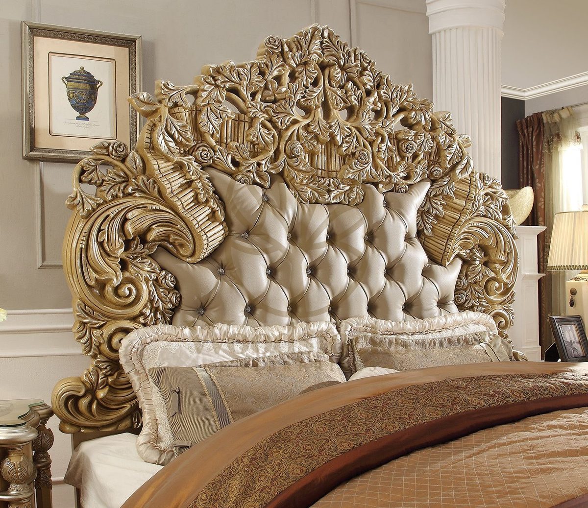 Teak Antique Silver 5-Piece King Size Bed III, alternate view