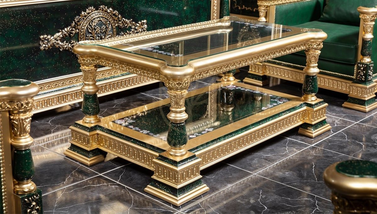 Royal Saheste Green Hand Carved Teak Office Table, Saharanpur, view 3