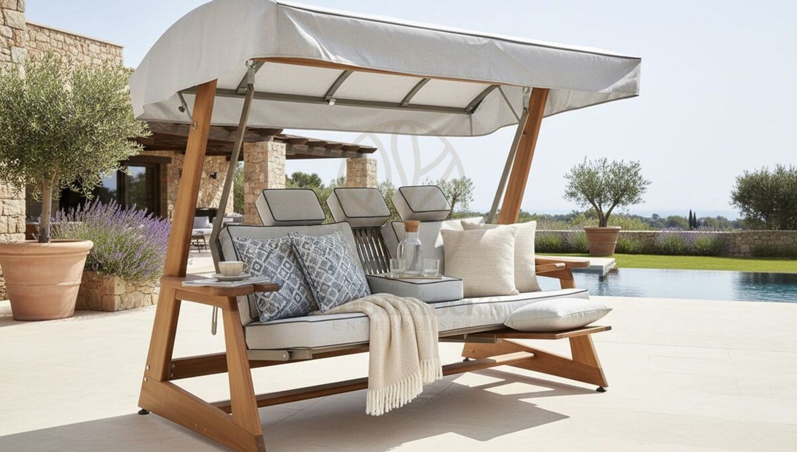 Luxury Bodrum Handcrafted Teak Swing Jhula, Saharanpur, hand-carved to order at the Woodstocks workshop in Saharanpur