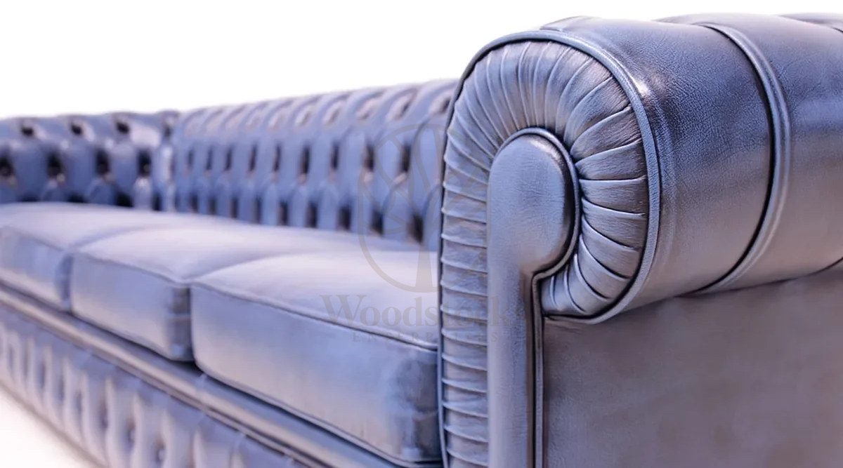 Royal Windsor Chesterfield Leather Hand Carved Teak Sofa Set, Saharanpur, view 3
