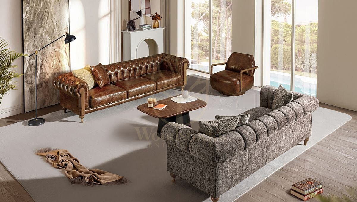 Royal Aviora Chesterfield Hand Carved Teak Sofa Set, Saharanpur, view 2