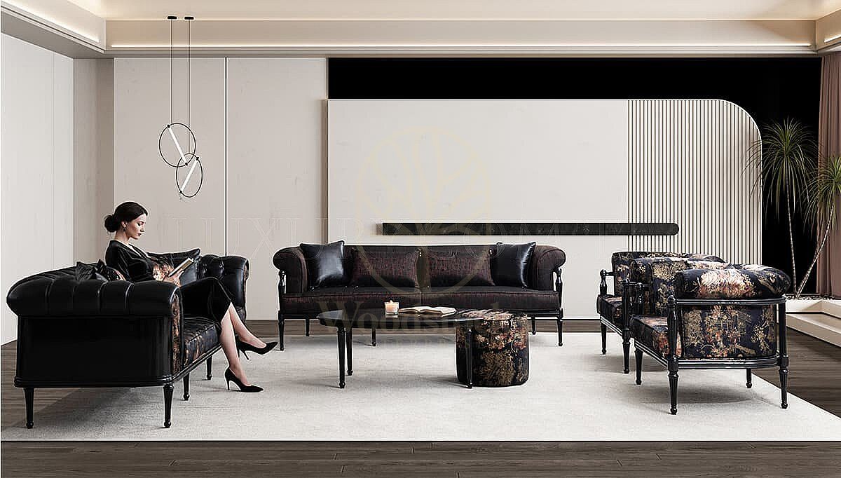 Luxury Asus Leather Handcrafted Teak Sofa Set, Saharanpur, view 2