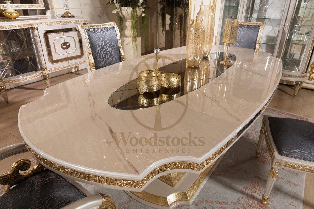 Teak Sarina Ivory and Blue Dining Set, view 9