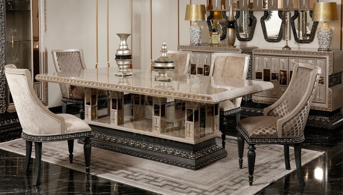 Royal Pars Hand Carved Teak Dining Table Set, Saharanpur, view 2