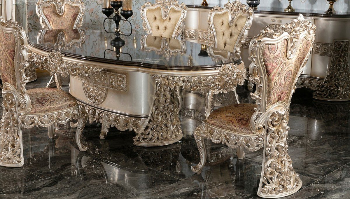 Royal Maskat Hand Carved Teak Dining Table Set, Saharanpur, view 8