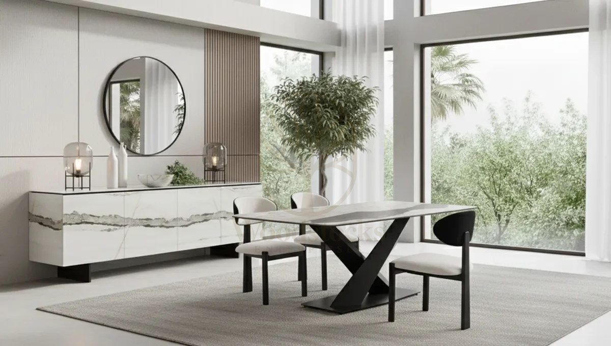 Luxury Tonelli Handcrafted Teak Dining Table Set, Saharanpur, Dining Table