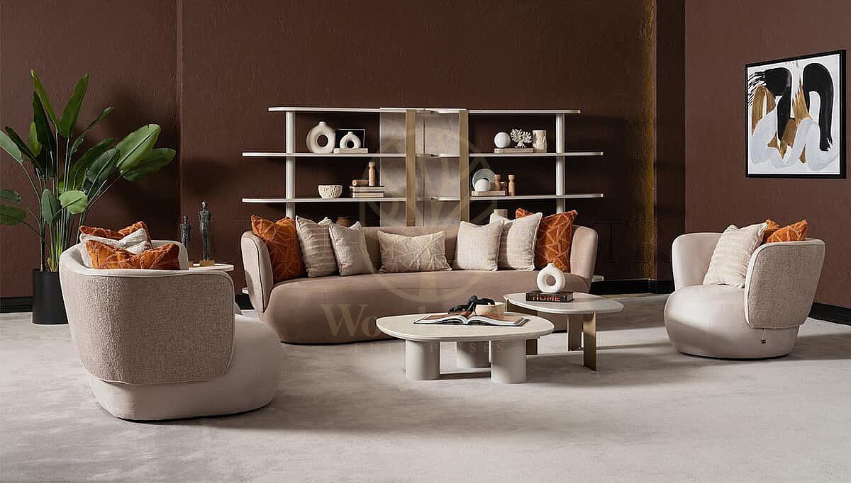 Luxury Novello Oval Handcrafted Teak Sofa Set, Saharanpur, view 3