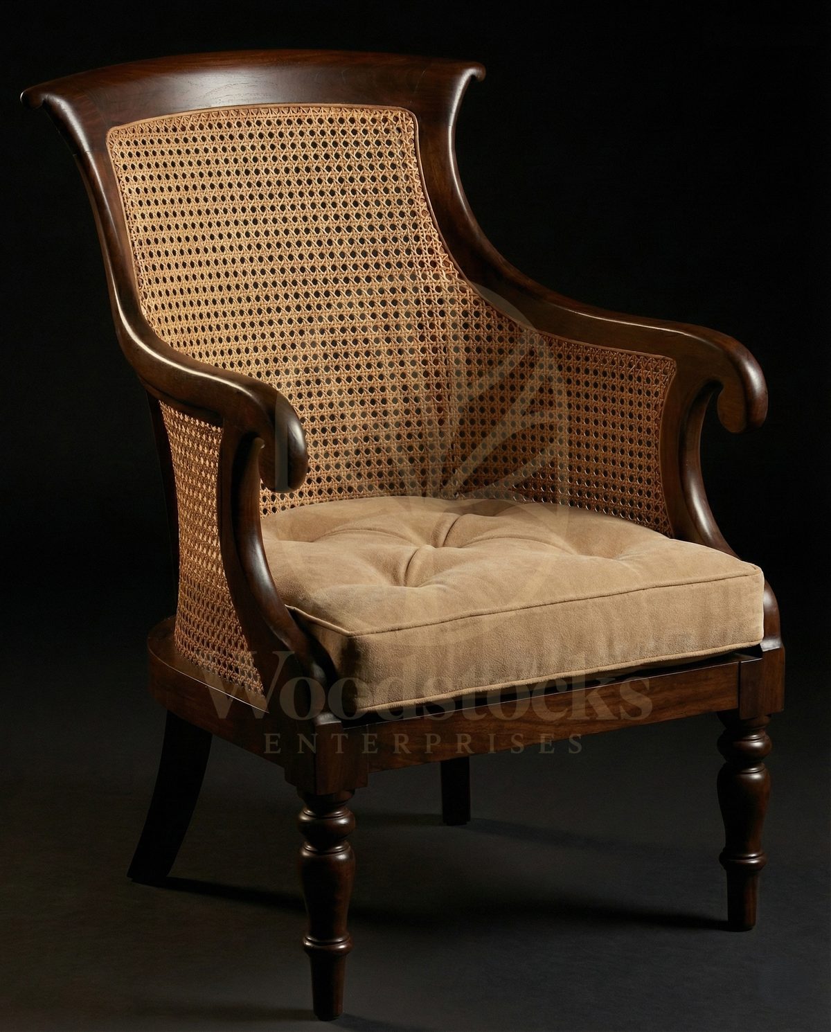 Royal Teak Colonial Regency Planter’s Cane Armchair, Saharanpur, view 5