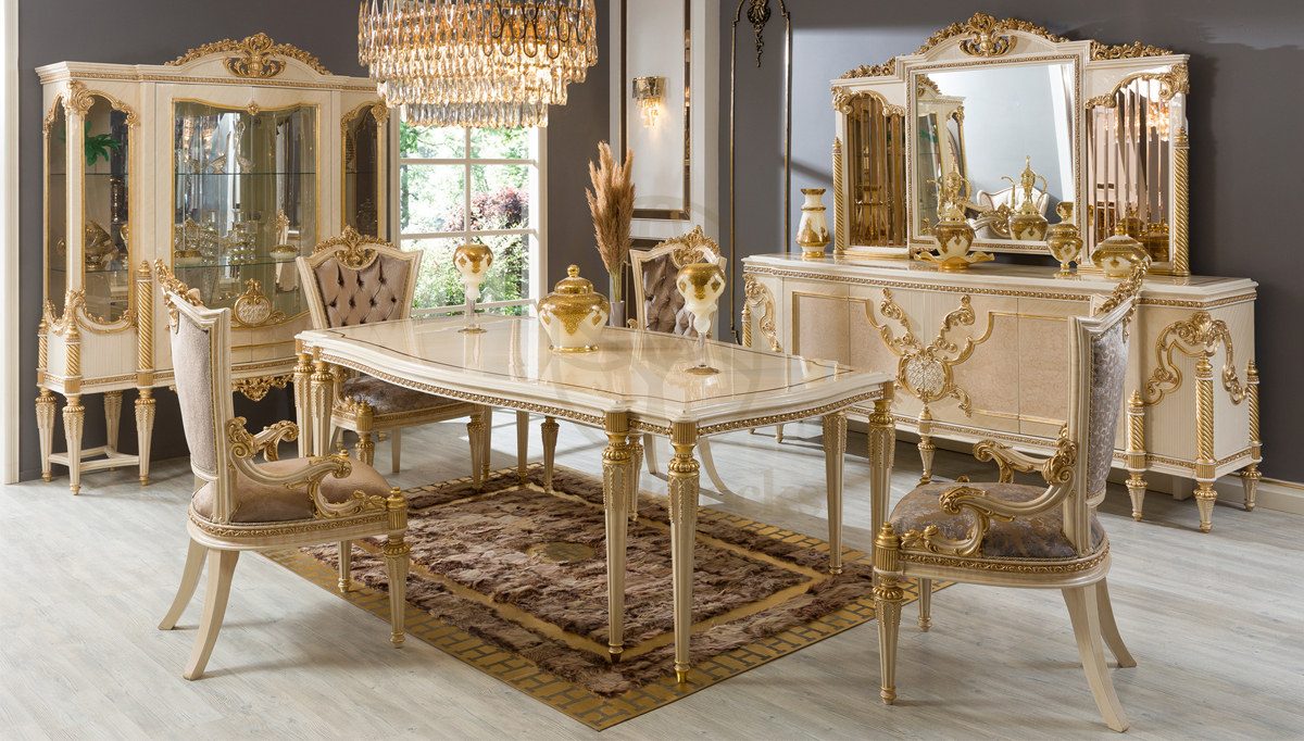 Royal Valente Hand Carved Teak Dining Table Set, Saharanpur, Dining Table