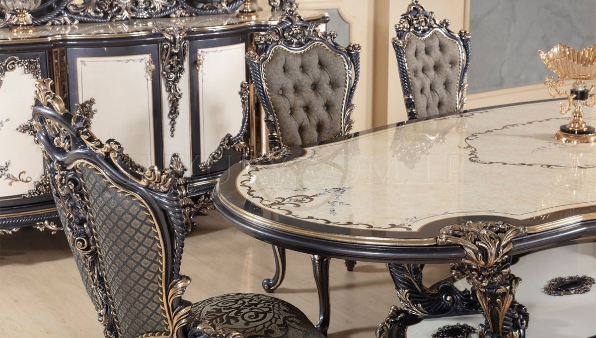 Royal Gazel Hand Carved Teak Dining Table Set II, Saharanpur, view 5