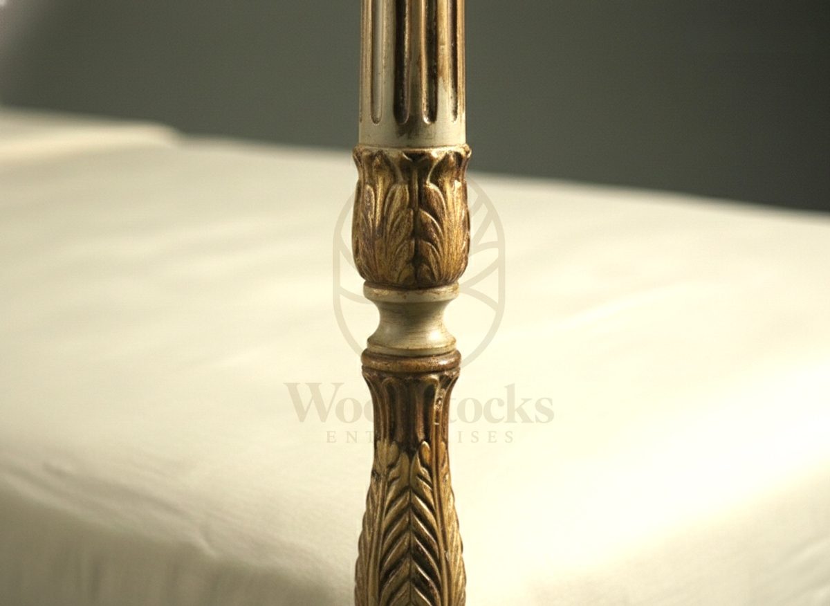 Royal Hand Carved Teak Bordeaux Intendant’s House Four Poster Bed, Saharanpur, view 5