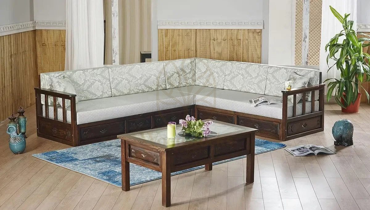 Royal Sultan Hand Carved Teak Sofa Set, Saharanpur, view 5