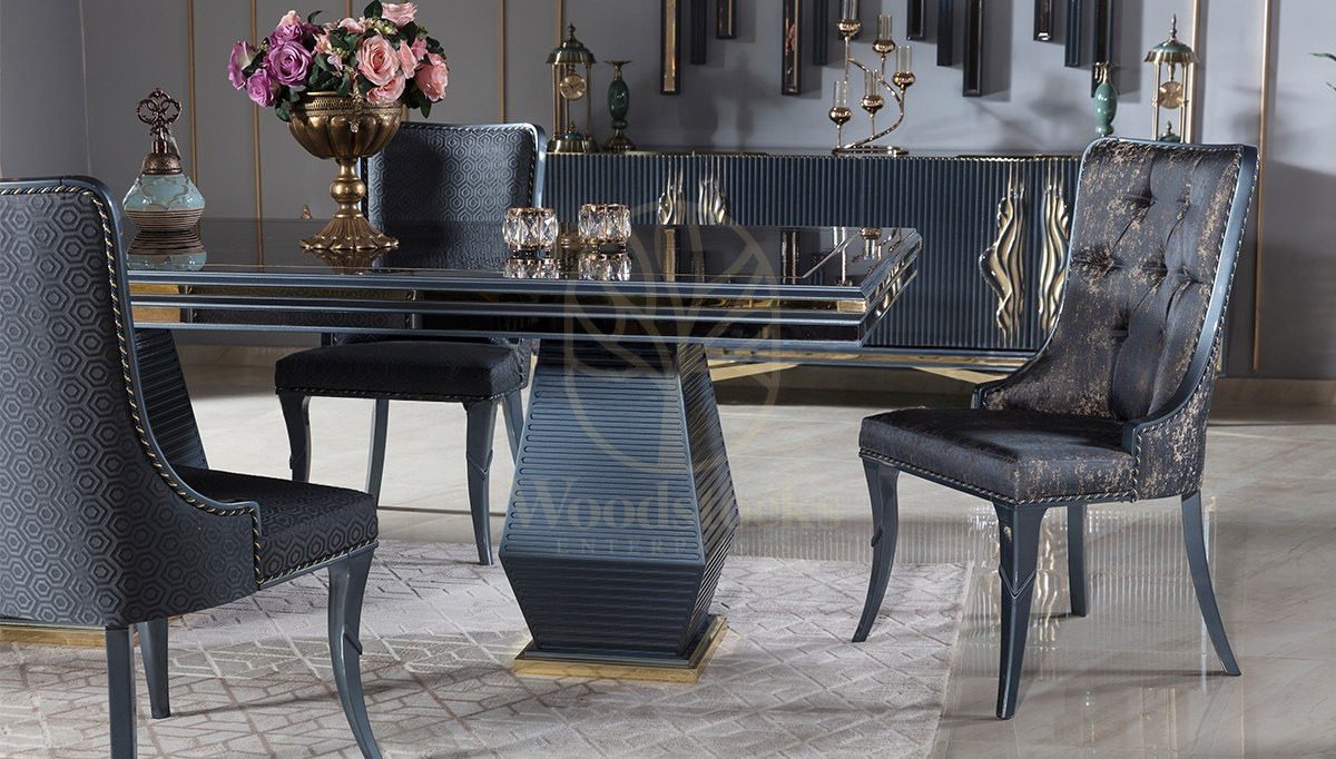 Luxury Valentin Handcrafted Teak Dining Table Set, Saharanpur, view 8