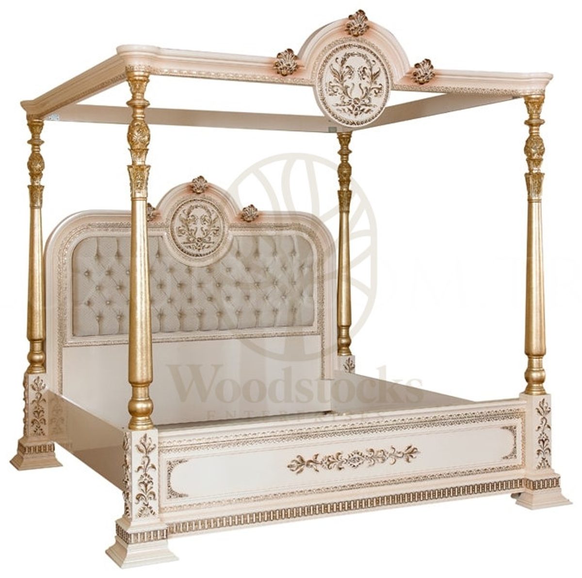Royal Saheste Cream Hand Carved Teak King Size Bed, Saharanpur, view 6