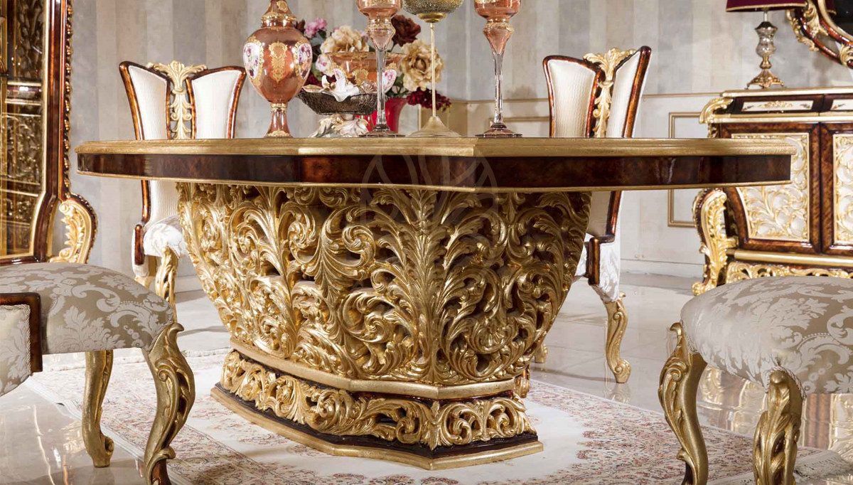 Royal Sultanzade Hand Carved Teak Dining Table Set, Saharanpur, view 6