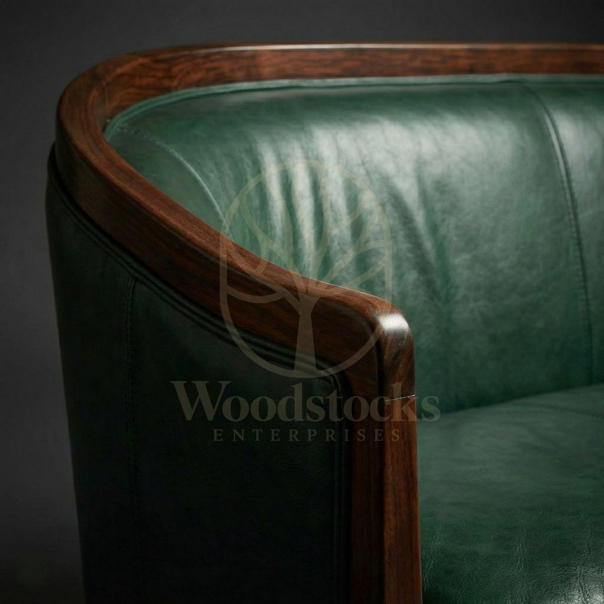 Luxury Teak Strasbourg Salon Art Deco Leather Sofa, Saharanpur, view 2
