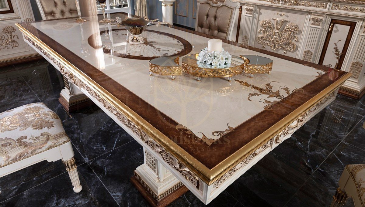 Royal Imparator Hand Carved Teak Dining Table Set, Saharanpur, view 3