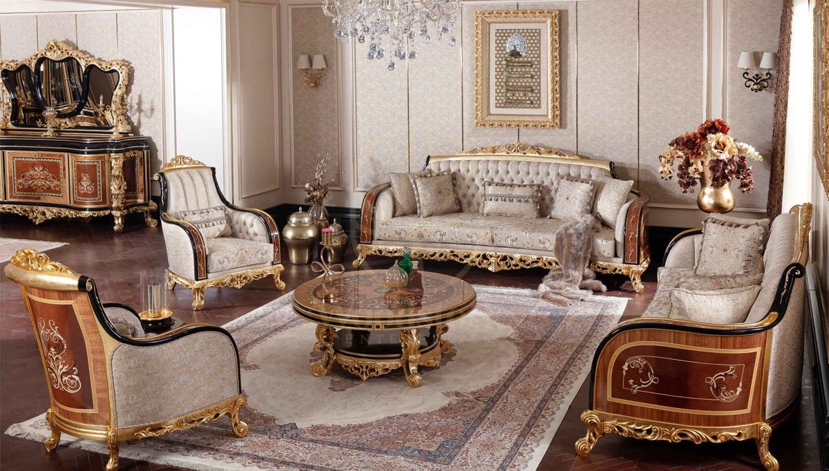 Royal Panamera Marquetry Hand Carved Teak Sofa Set, Saharanpur, view 2