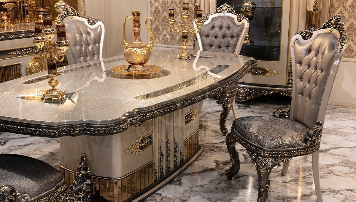 Royal Aregon Hand Carved Teak Dining Table Set, Saharanpur, view 2