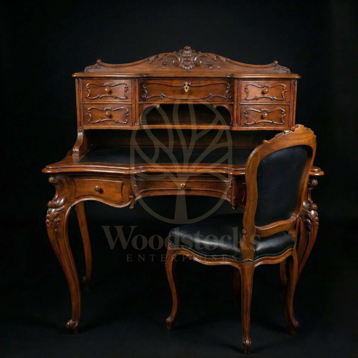 Royal Teak Louis XV Écritoire de Salon Writing Suite, Saharanpur, view 2