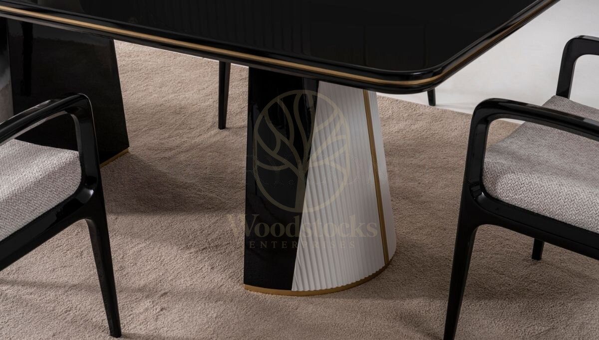 Luxury Veyron White Handcrafted Teak Dining Table Set, Saharanpur, view 3