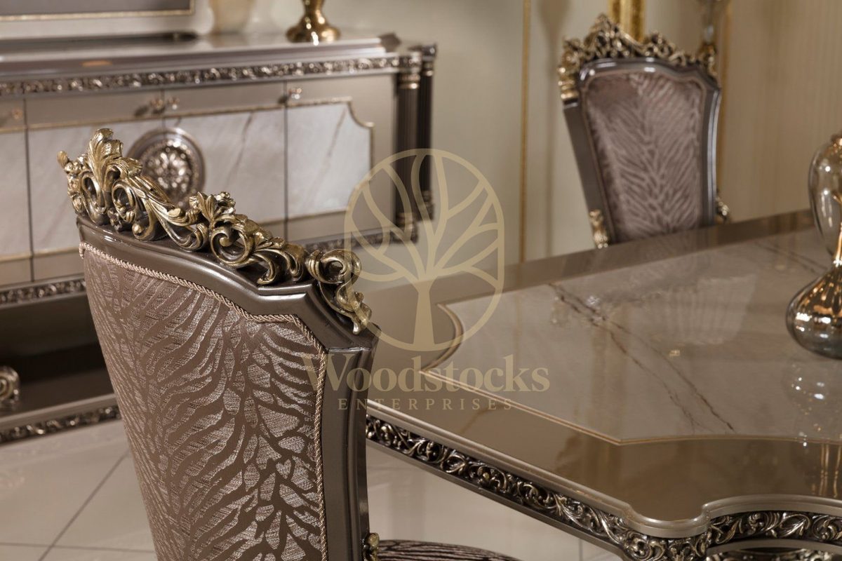 Teak Roma Taupe and Silver Dining Set, view 7