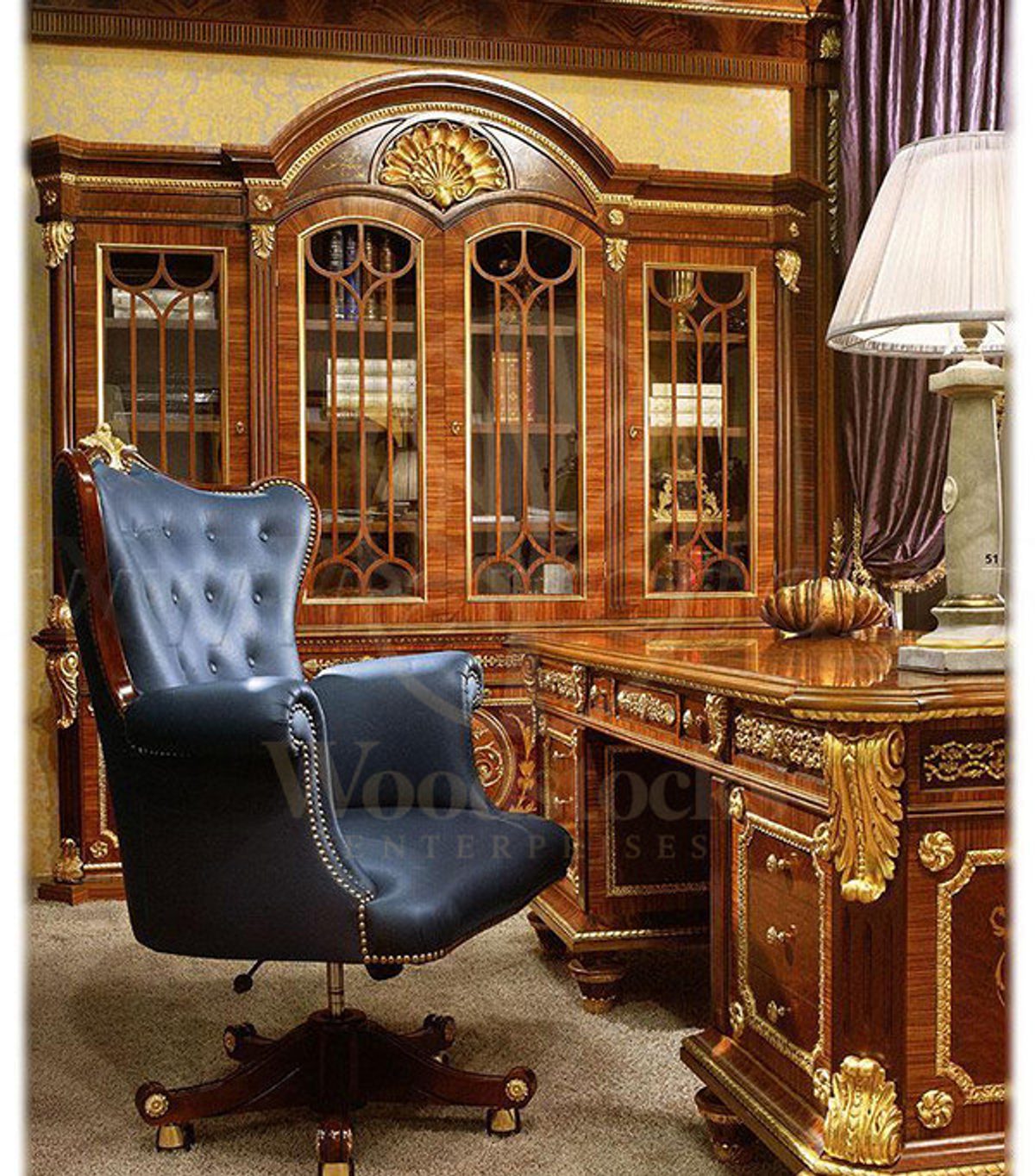 Royal Siemas Bronze Hand Carved Teak Office Table, Saharanpur, view 4