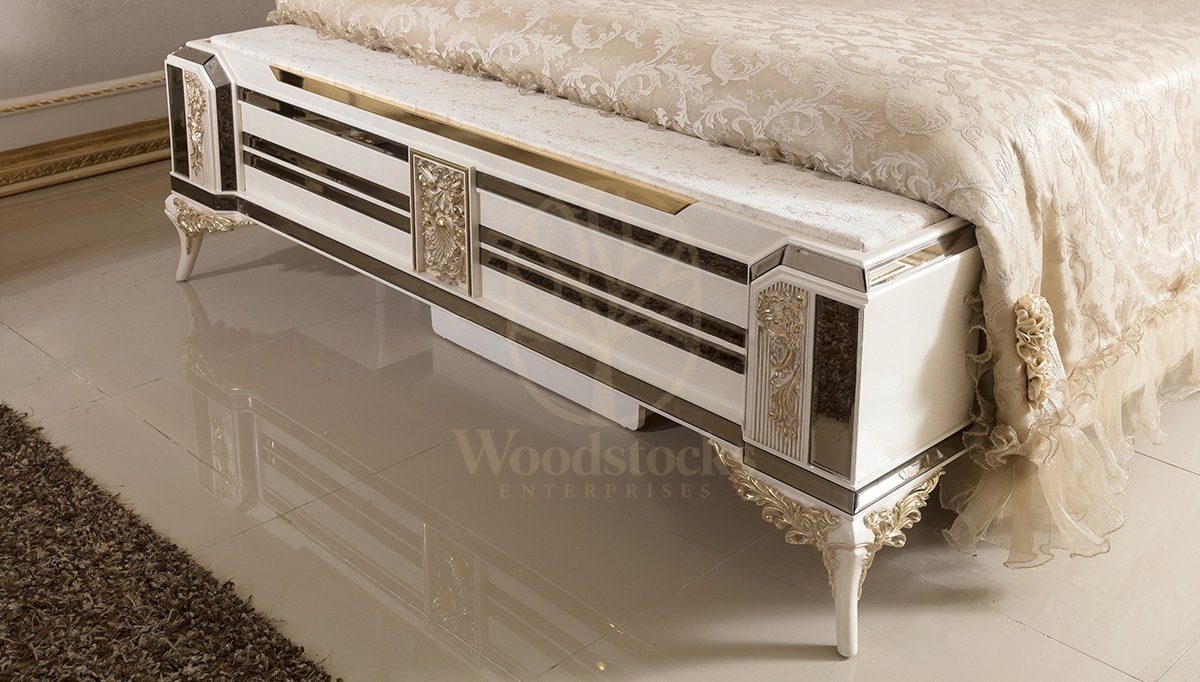 Royal Rabesa White Hand Carved Teak King Size Bed, Saharanpur, view 5