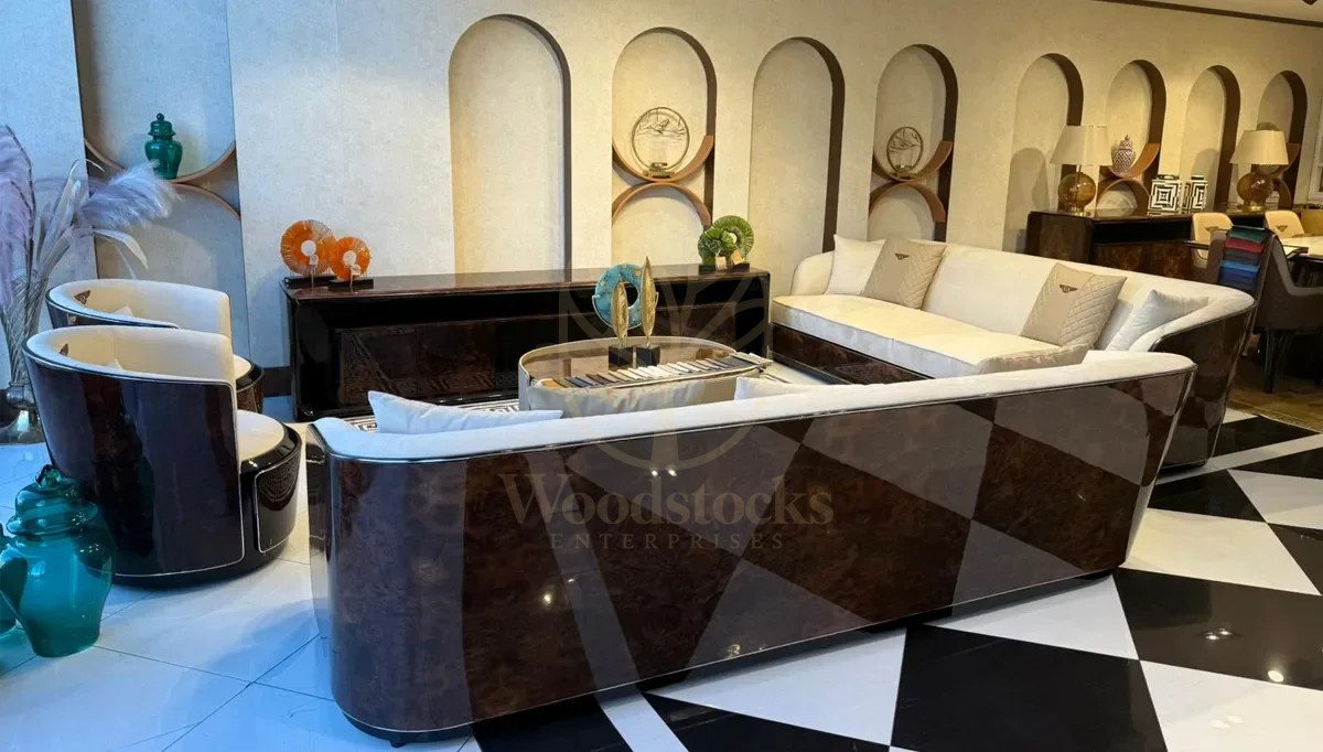 Luxury Sedna Brown Handcrafted Teak Sofa Set, Saharanpur, Sofa Set