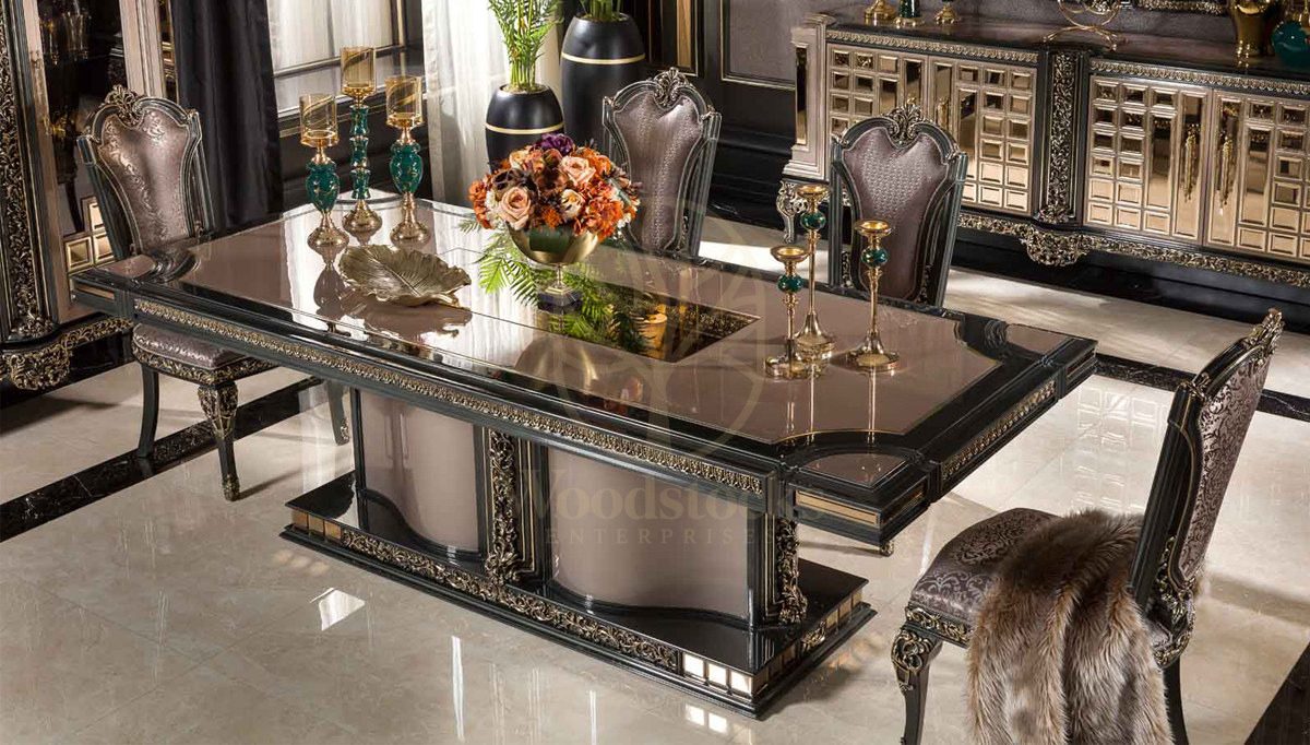 Royal Esterosa Hand Carved Teak Dining Table Set, Saharanpur, view 2