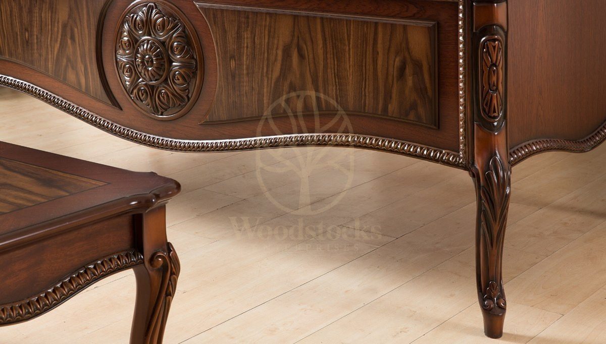 Royal Rozena Walnut Hand Carved Teak Office Table, Saharanpur, view 3